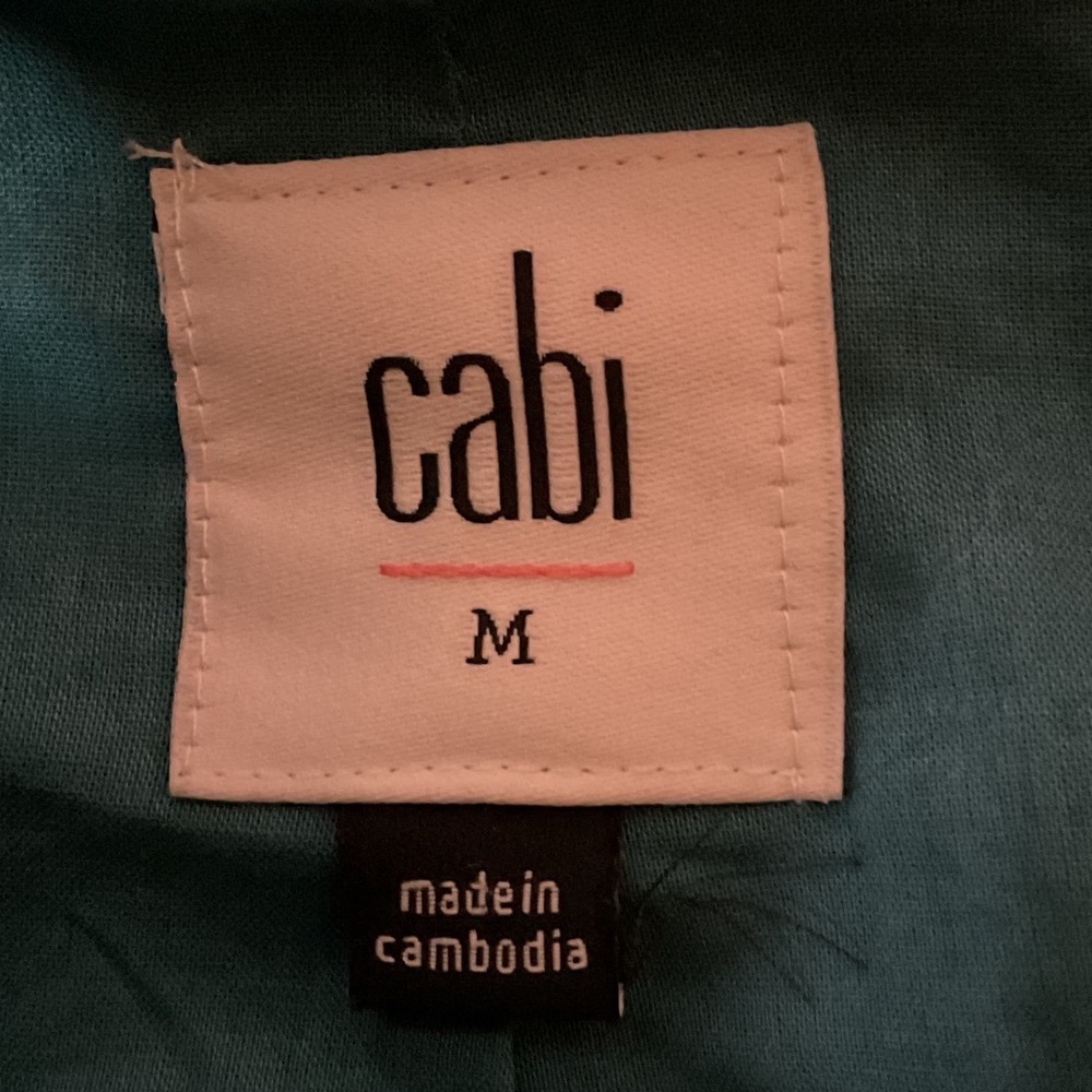 CAbi Women's Multi Plaid Printed Highclere Trench Gold Button Front Size Medium - Picture 8 of 11
